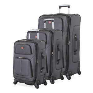 swissgear sion softside expandable roller luggage, dark grey, 3-piece set (21/25/29)