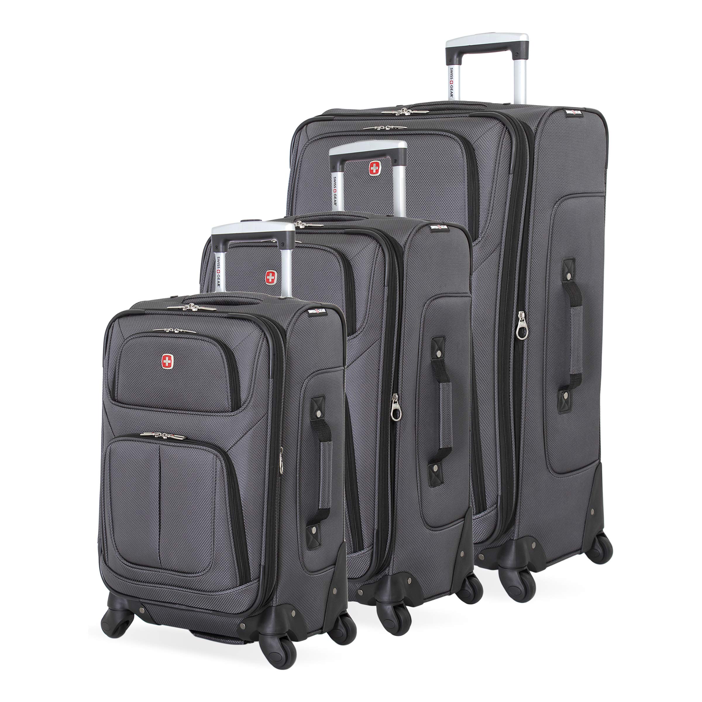 SwissGear Sion Softside Expandable Roller Luggage, Dark Grey, 3-Piece Set (21/25/29)