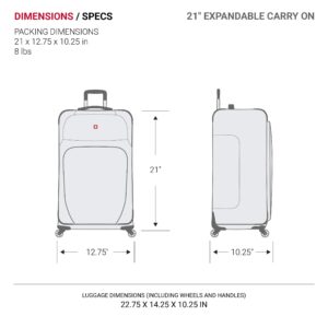 SwissGear Sion Softside Expandable Roller Luggage, Dark Grey, 3-Piece Set (21/25/29)