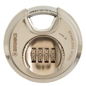 brinks 173-80051 stainless steel resettable combination discus padlock, 80mm, silver