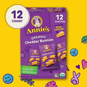 Annie's Organic Cheddar Bunnies Baked Snack Crackers, 12 oz., 12 Pouches (Pack of 4)
