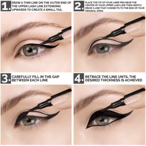 Aesthetica Felt Tip Liquid Eyeliner Pen - Fast-drying Waterproof & Smudge Proof Eye Liner (Jet Black)