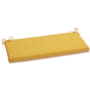 pillow perfect outdoor/indoor herringbone egg yolk bench/swing cushion, 1 count (pack of 1), yellow