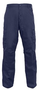 rothco relaxed fit zipper fly bdu pants, navy blue, s