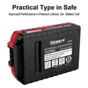 Biswaye 2 Pack 20V MAX Lithium Battery PCC680L Replacement for Porter Cable 20V Tools Battery PCC681L PCC682L PCC660 PCC641 PCC683L PCC685L PCC601 PCC670