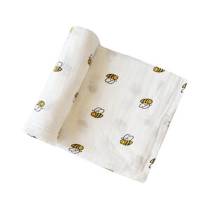 nuolux muslin swaddle blanket newborn baby infant gauze cotton wrapping (littie bee) 1