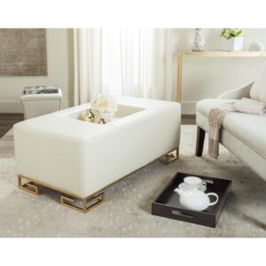 Safavieh Home Collection Julian Faux Ostrich Cream Tray Ottoman