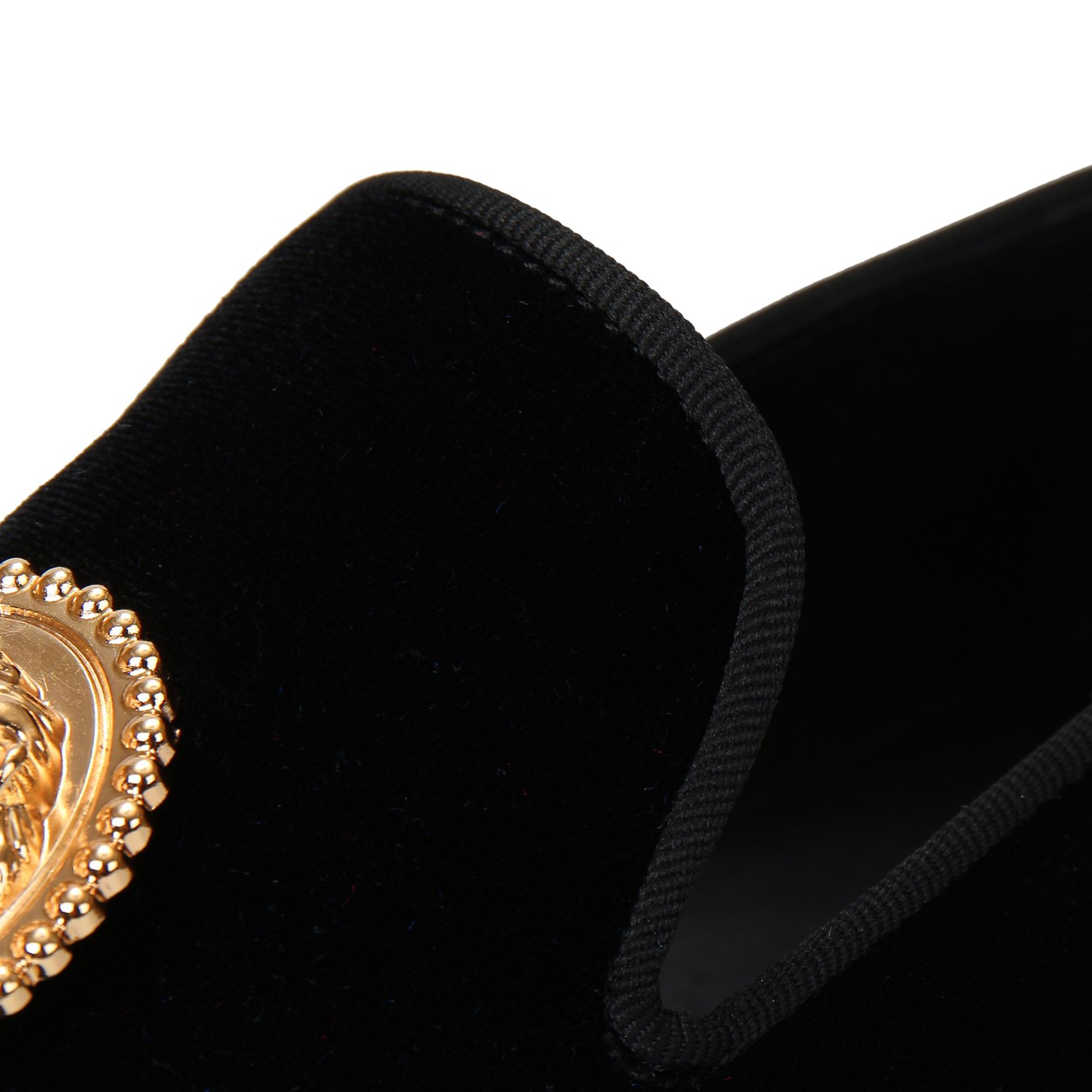Animal Buckle Men Dress Shoes Handmade Velvet Loafer Slippers (11) Black