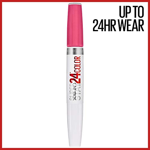 Maybelline Super Stay 24, 2-Step Liquid Lipstick Makeup, Long Lasting Highly Pigmented Color with Moisturizing Balm, Pink Goes On, Neon Pink, 1 Count