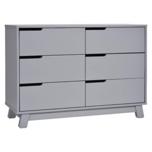 babyletto hudson 6-drawer assembled double dresser in grey, greenguard gold certified