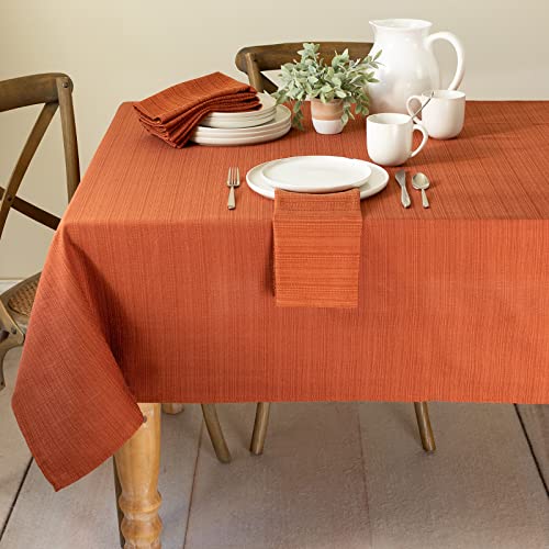 Benson Mills Textured Fabric Table Cloth, Fall, Harvest, and Thanksgiving Tablecloth (60" x 84" Rectangular, Bison/Rust/Burnt Orange)