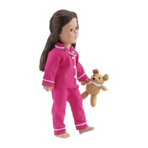 Emily Rose 18-inch Doll Clothes Pajamas PJs Sleep Set, with Teddy Bear - 7 PC Value Bundle | Compatible with 18" inch American Girl Dolls