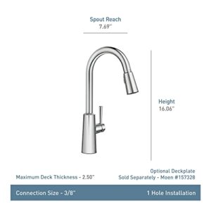 Moen 7402SRS Riley Spot Resist Stainless Steel Pulldown Kitchen Faucet - Power Boost, Reflex Docking System, Sleek Design, One-handle, Spray Head