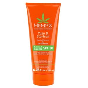 hempz daily spf yuzu & starfruit touch of summer moisturizing gradual self-tanning creme with spf 30 fair skin tones