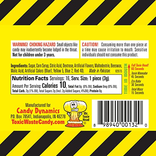 TOXIC WASTE | 3-Pack Toxic Waste Original Yellow Drums of Assorted Sour Candy - 5 Flavors: Apple, Watermelon, Lemon, Blue Raspberry, and Black Cherry (1.7 oz)