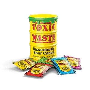 TOXIC WASTE | 3-Pack Toxic Waste Original Yellow Drums of Assorted Sour Candy - 5 Flavors: Apple, Watermelon, Lemon, Blue Raspberry, and Black Cherry (1.7 oz)