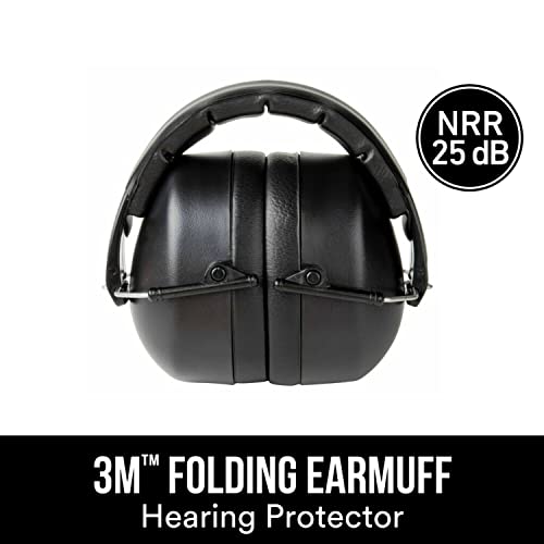 3M Folding Earmuff, Black, NRR 25dB, 1 Count (Pack of 1)