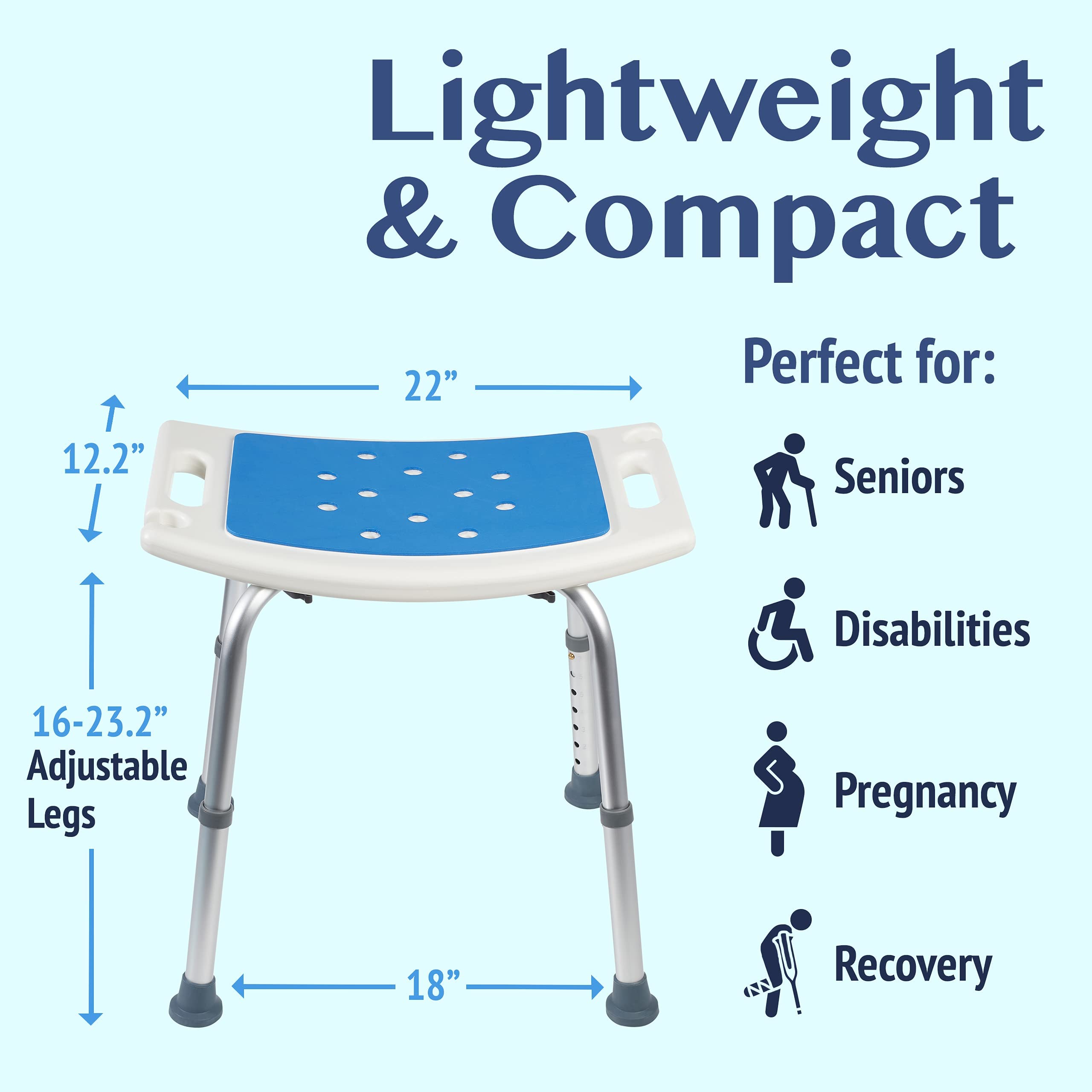 Medokare Shower Seat for Inside Shower - Bath Stool, Medical Shower Chairs for Seniors, Elderly, Handicap & Disabled - Adjustable Support Shower Bench w/Handles for Bathtub