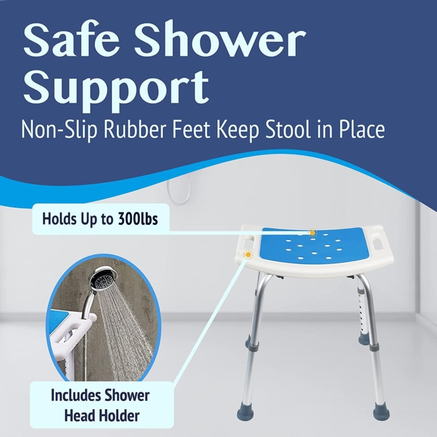 Medokare Shower Seat for Inside Shower - Bath Stool, Medical Shower Chairs for Seniors, Elderly, Handicap & Disabled - Adjustable Support Shower Bench w/Handles for Bathtub