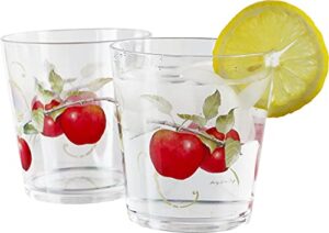 reston lloyd drinkware harvest apple collection by sandy clough acrylic stemless wine glasses, 16-ounce, set of 4, 16 oz, clear