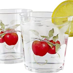 Reston Lloyd Drinkware Harvest Apple Collection by Sandy Clough Acrylic Stemless Wine Glasses, 16-Ounce, Set of 4, 16 oz, Clear