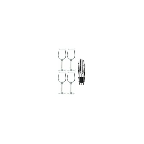 Riedel Wine Series Viognier/Chardonnay Glass, Set of 4 Bundle with Wine Pourer and Stopper (3 Items)