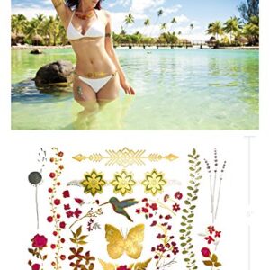 Terra Tattoos Gold Metallic Temporary Tattoos Waterproof Nontoxic Long Lasting Perfect for Beach, Festivals, & more (Enchanted)