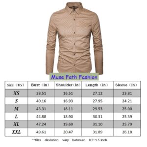 MUSE FATH Men’s Printed Dress Shirt-Cotton Casual Long Sleeve Shirt- Button Down Point Collar Shirt-Green-XL