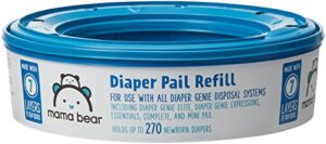 amazon brand - mama bear diaper pail refills for genie pails, unscented, 270 count (pack of 1)