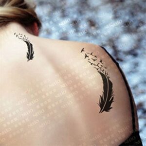 COKOHAPPY 10 Sheets Tiny Temporary Tattoo Feather Bird for Men Women