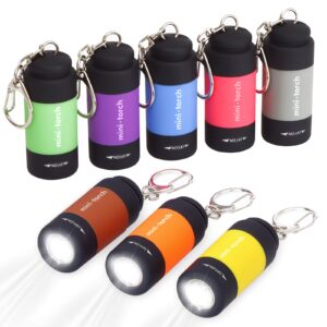 ucec mini keychain flashlight, travel flashlight usb torch rechargeable colorful led flashlight high-powered pocket keychain flashlights, 8 pack