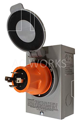 AC WORKS Generator to Transfer Switch 50Amp Inlet Box Adapter (L14-30 30Amp 4-Prong to CS6364 Compact)