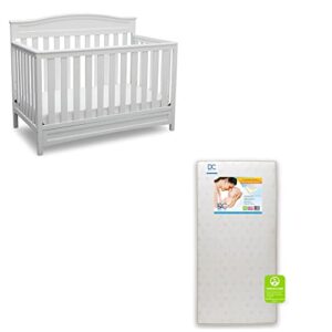 delta children emery 4-in-1 crib, white with twinkle stars crib & toddler mattress