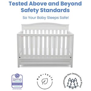 Delta Children Emery 4-in-1 Crib, White with Twinkle Stars Crib & Toddler Mattress