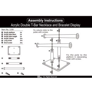 MOOCA Deluxe Clear Acrylic Jewelry Organizer, 2 Tier T-Bar Bracelet Holder, Acrylic Necklace Holder, Jewelry Holder, Jewelry Organizer Stand, Premium Quality with Enhanced Transparency