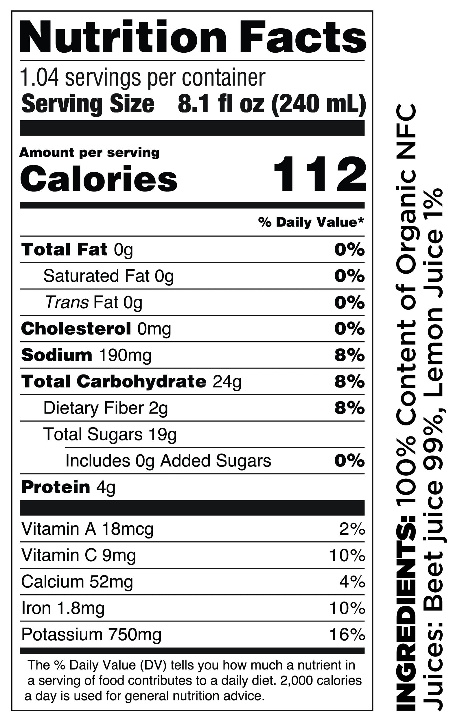 Pomona Organic Cold Pressed Beet Juice, Non-GMO, No Sugar, Gluten Free, Kosher, Preservative Free - Pack of 12, 8.4 oz