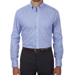 Tommy Hilfiger Men's Dress Shirt Regular Fit Non Iron Gingham, English Blue, 16.5" Neck 34"-35" Sleeve