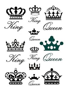sanerlian waterproof temporary fake tattoo stickers classic king queen crown design set of 2