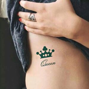 SanerLian Waterproof Temporary Fake Tattoo Stickers Classic King Queen Crown Design Set of 2