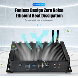 KINGDEL Fanless Industrial PC, W-11 Pro Mini Computer with Intel i7 CPU, 8GB RAM, 512GB SSD, 2xNICs, 2xHD Ports, 4xUSB 3.0, 6xCOM RS232