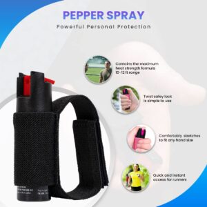 POLICE MAGNUM Pepper Spray Self Defense- Running Safety Gear- Made in The USA (2 Pack 1/2oz Joggers) (Black 2 Pack)