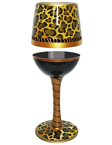 Bottom's Up Wine Glass Deco Leopard