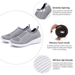 TIOSEBON Women's Slip On Walking Tennis Shoes Casual Mesh-Comfortable Work Workout Running Sneakers 6 US Gray