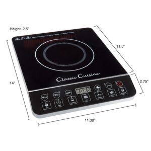 Multi-Function 1800W Portable Induction Cooker Cooktop Burner - Black by Classic Cuisine Black 14 inches L x 11.4 inches W x 2.5 inches H