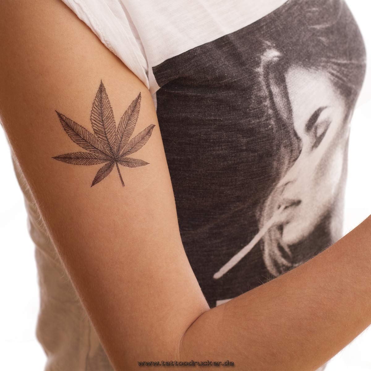2 x Marijuana Tattoo in black - Hemp Leaf temporary Tattoo