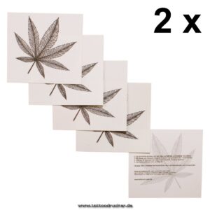 2 x Marijuana Tattoo in black - Hemp Leaf temporary Tattoo