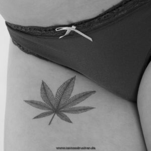 2 x Marijuana Tattoo in black - Hemp Leaf temporary Tattoo