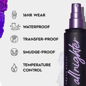 Urban Decay All Nighter Waterproof Makeup Setting Spray for Face, Long-lasting Award-winning Finishing Spray for Smudge-proof & Transfer-resistant Makeup, 16 HR Wear, Oil-free, Natural Finish, 4 fl oz