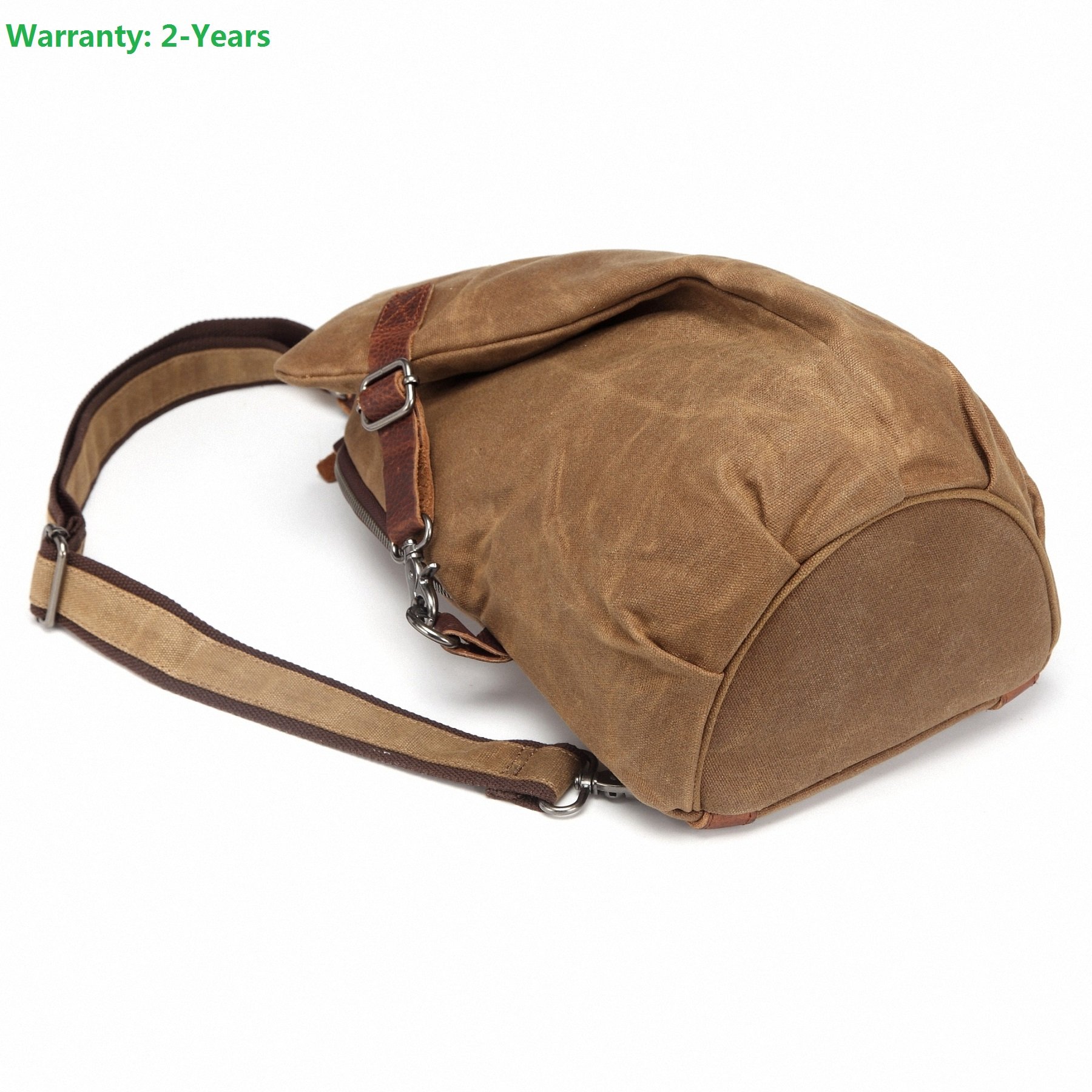 AOTIAN Unisex Sling Backpack Waxed Canvas Crossbody Bag 10 Liters, Khaki