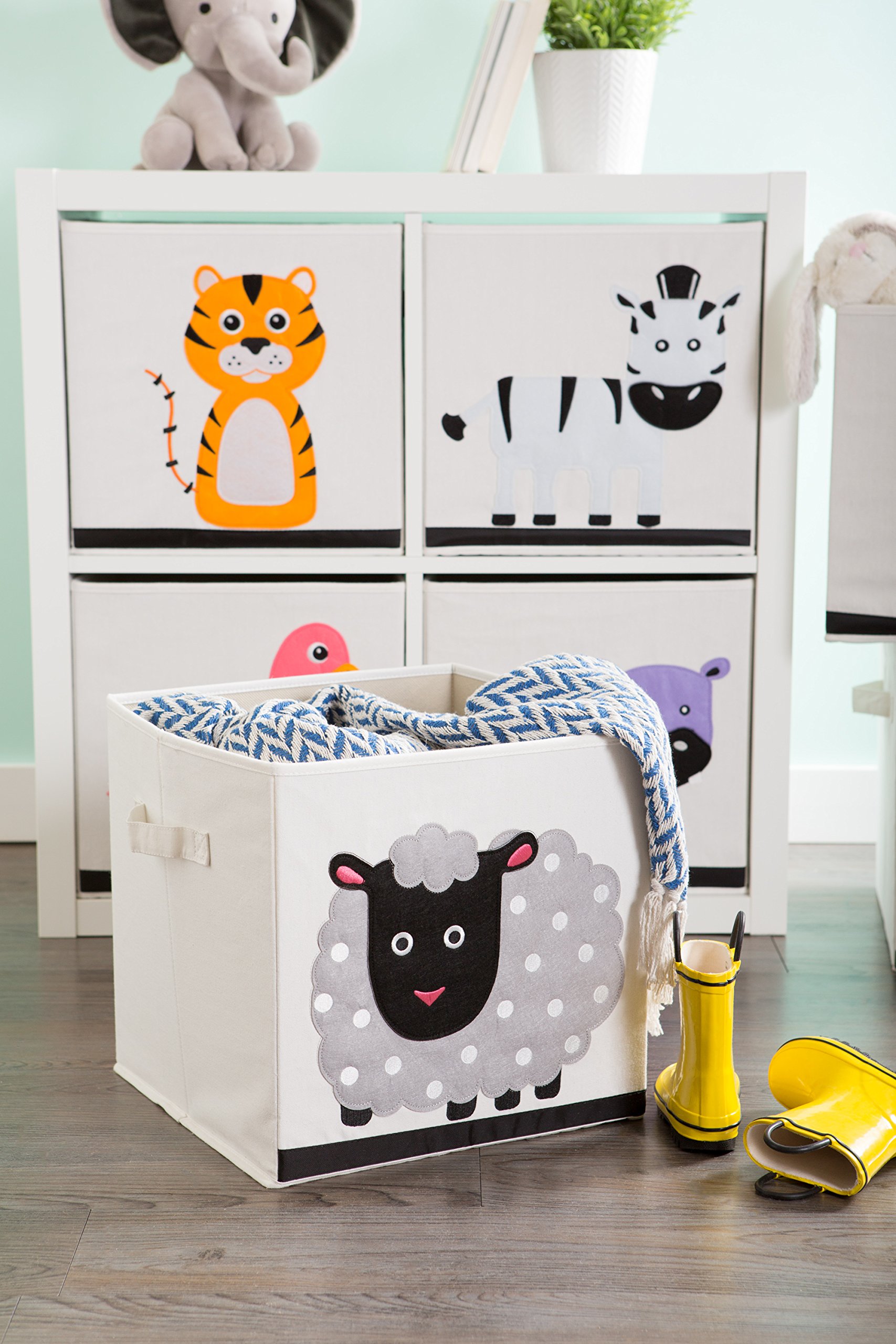 E-Living Store Collapsible Storage Bin Cube for Bedroom, Nursery, Playroom and More 13x13x13 - Sheep